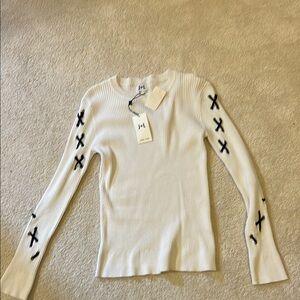 White Sweater with Black Accents